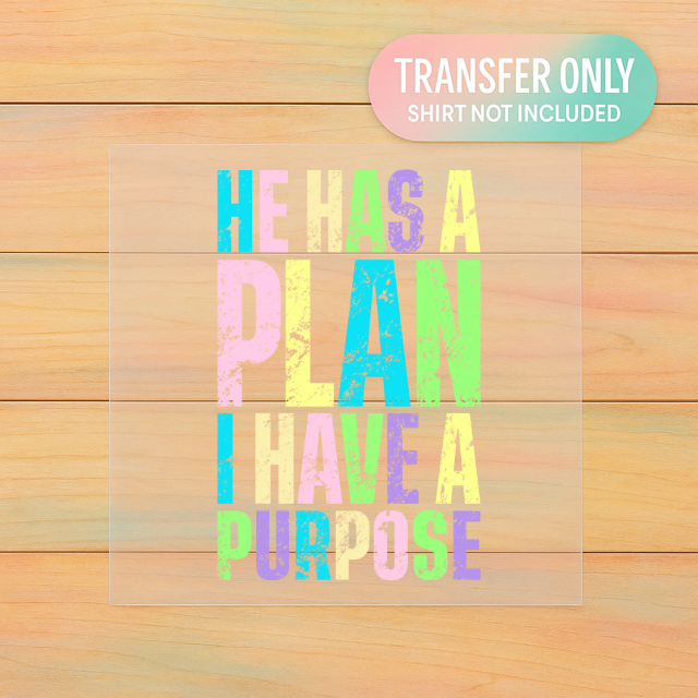 He Has a Plan DTF Transfer – Christian Faith Shirt Design | Adult Size ✝️🌈