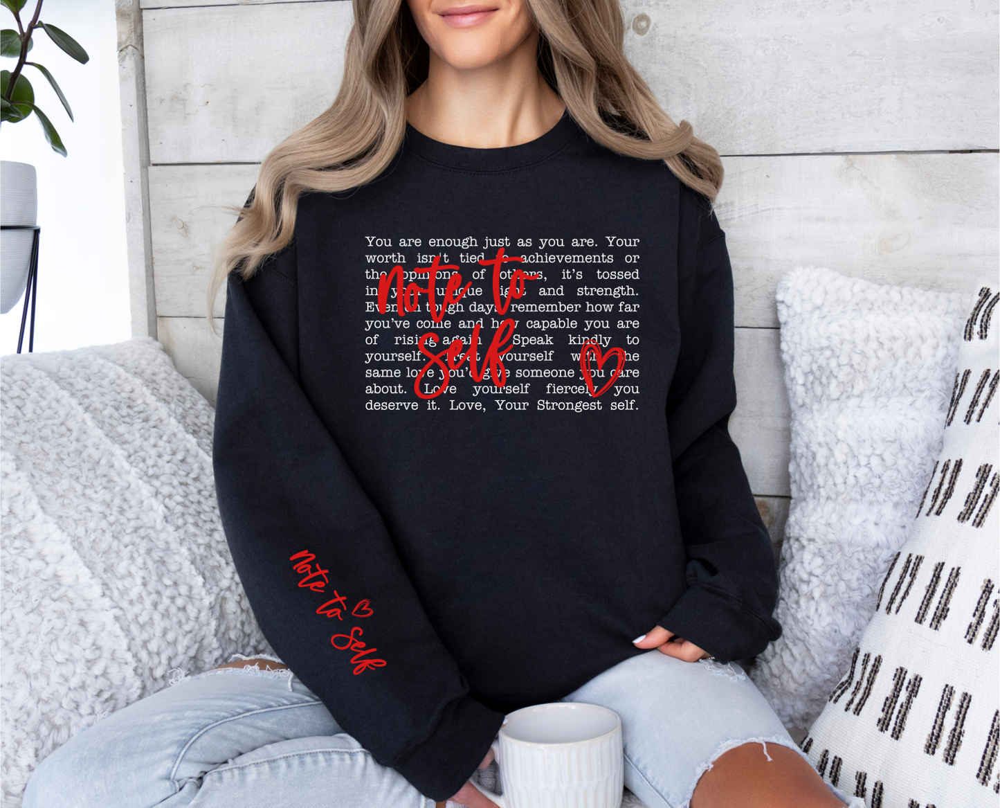 Note to Self DTF Transfer Set | Front + Sleeve Motivational Design