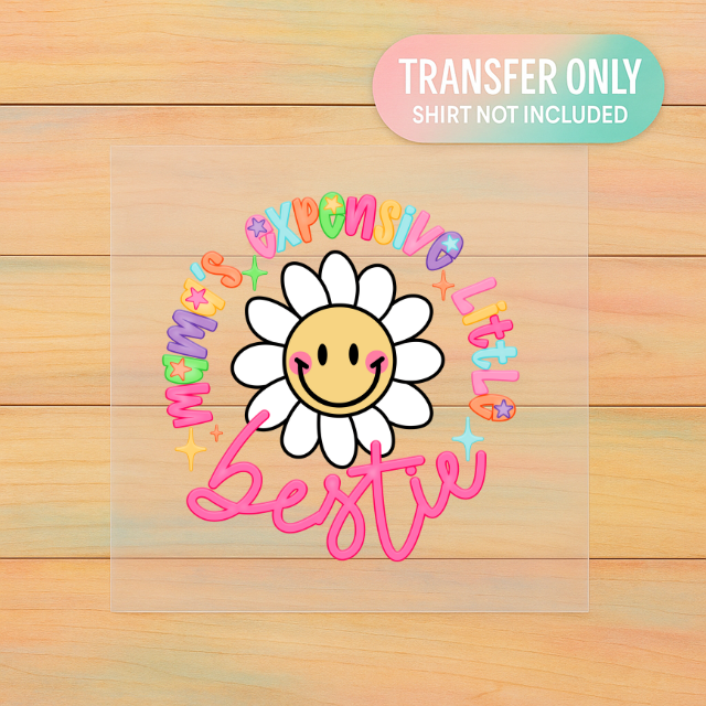 Mama’s Expensive Little Bestie | Kids Graphic Tee | Smiley Flower