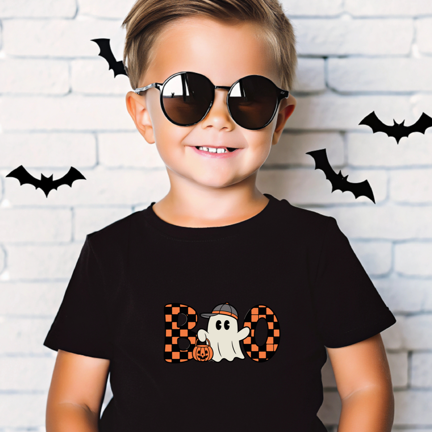 RTS HALLOWEEN BOO BOYS CHECKERED DTF DIRECT TO FILM TRANSFER KIDS A16
