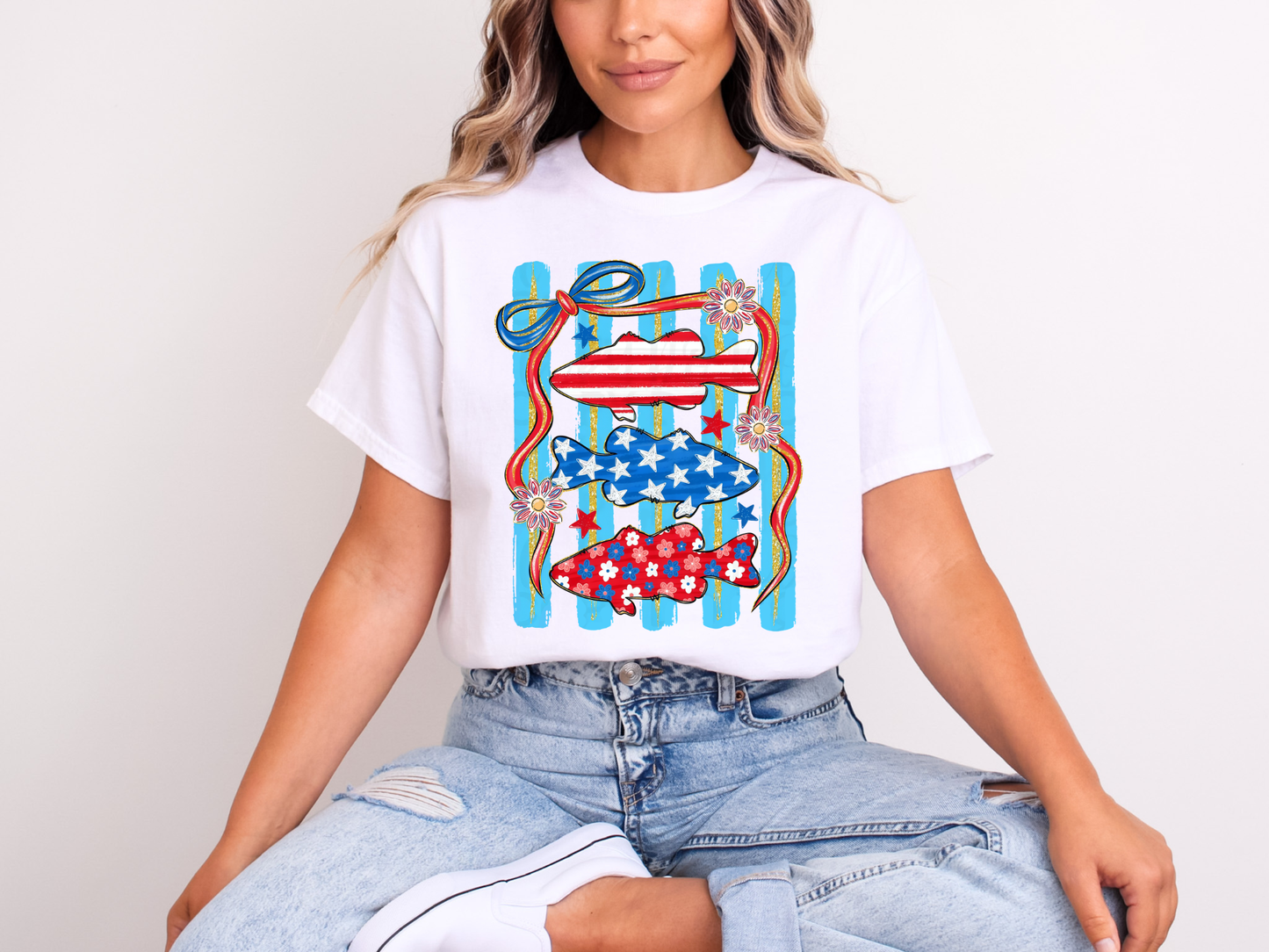 Patriotic Fishin’ Vibes | Adult DTF Transfer | Ready to Press