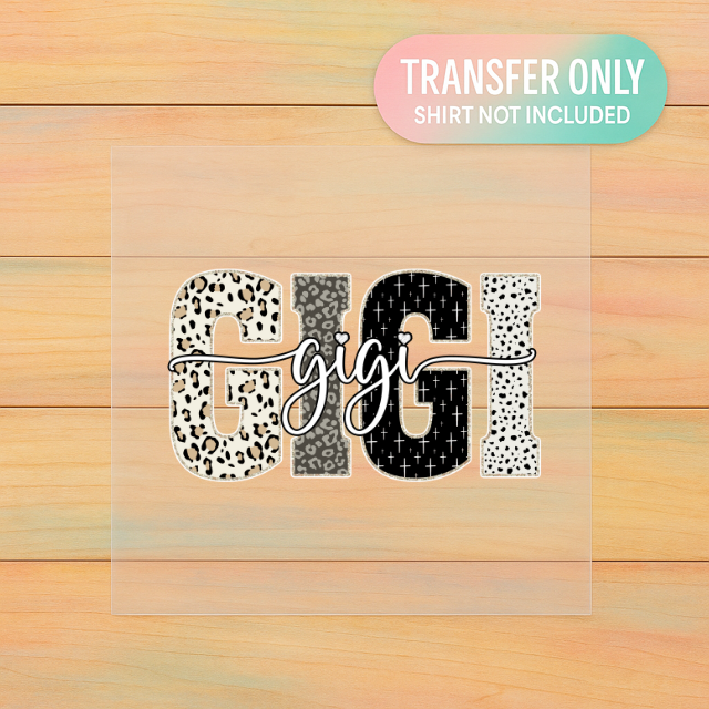 Gigi DTF Transfer | Neutral Animal Print Gigi Shirt Design | Trendy DTF Print