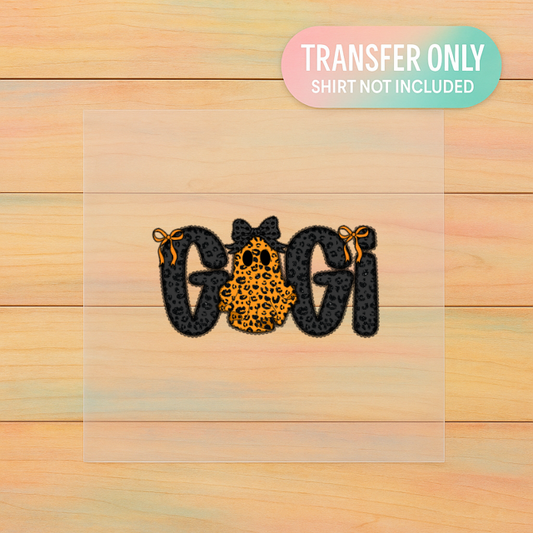 Spooky Gigi DTF Transfer – Halloween Leopard Print Grandma Shirt Design (Adult Size)