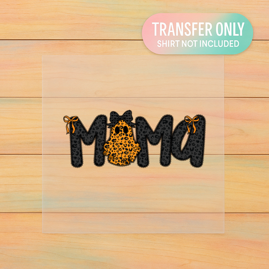 Spooky Mama DTF Transfer – Halloween Leopard Print Mom Shirt Design (Adult Size)
