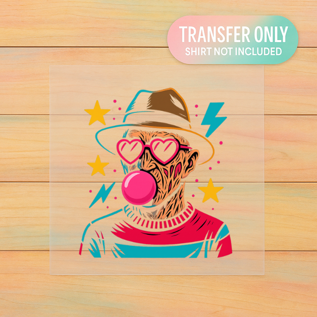 Retro Bubblegum Freddy Nightmare | Adult DTF Transfer | Ready to Press