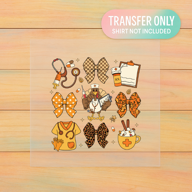 Nurse Fall Bow | Adult DTF Transfer | Ready to Press