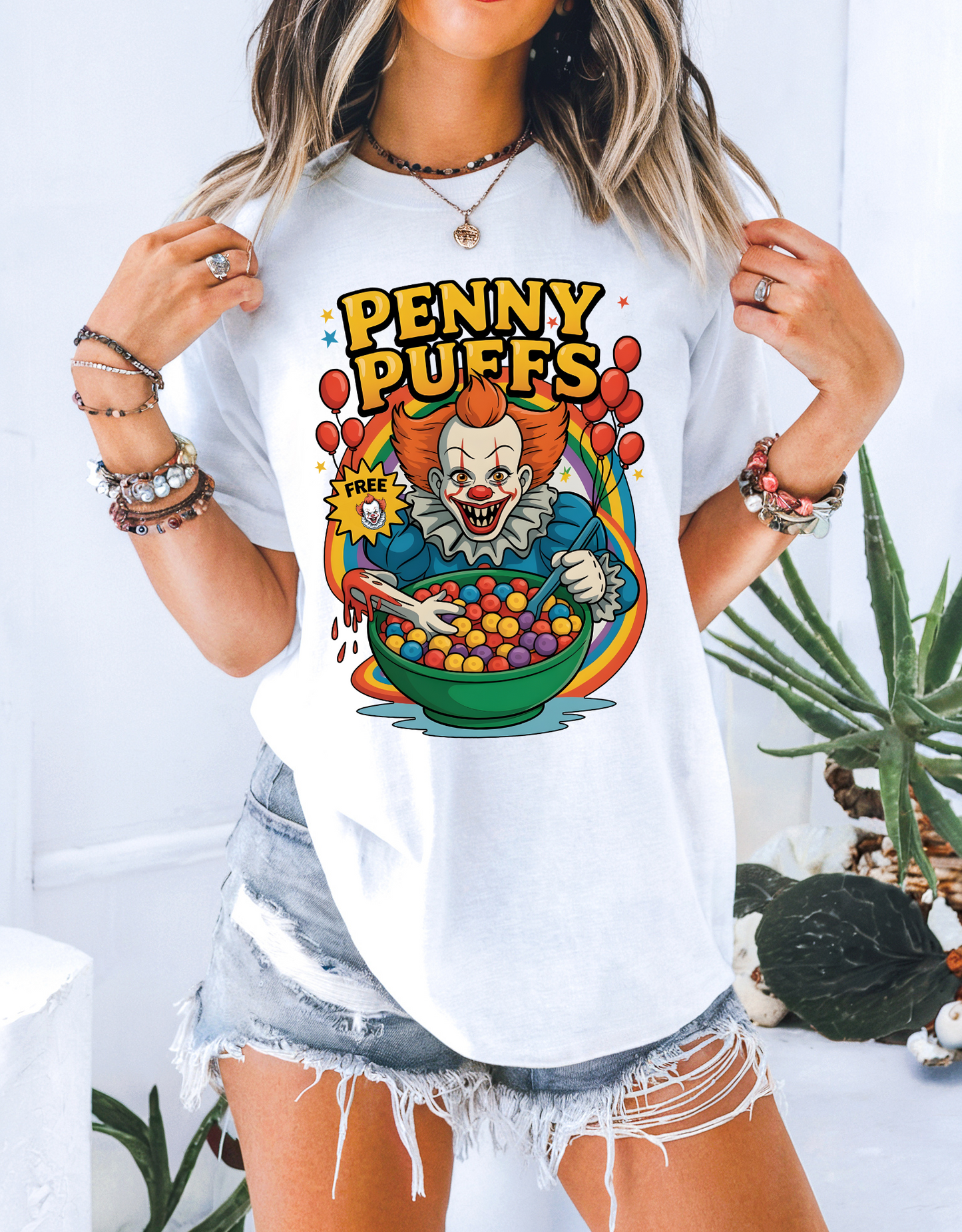 Penny Puffs DTF Transfer – Horror Clown Cereal Bowl Design | Adult Size 🎈🥣