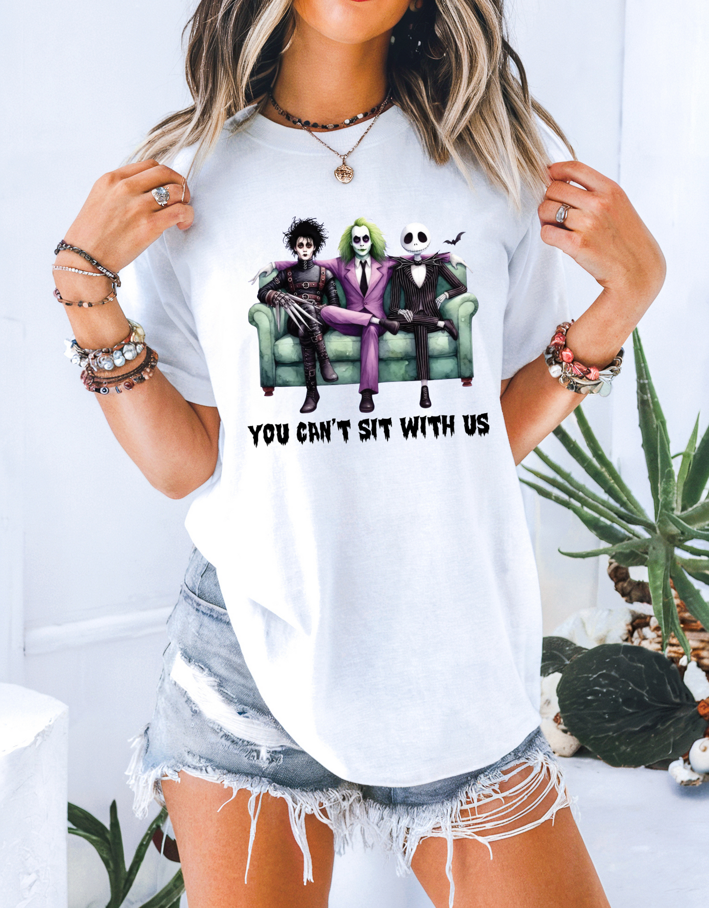 You Can’t Sit With Us DTF Transfer – Adult Size | Halloween Shirt Design 🎃🖤