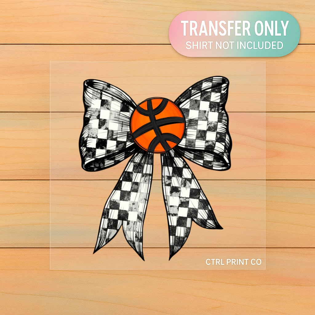 Distressed Basketball Bow | DTF Transfer | Ready to Press