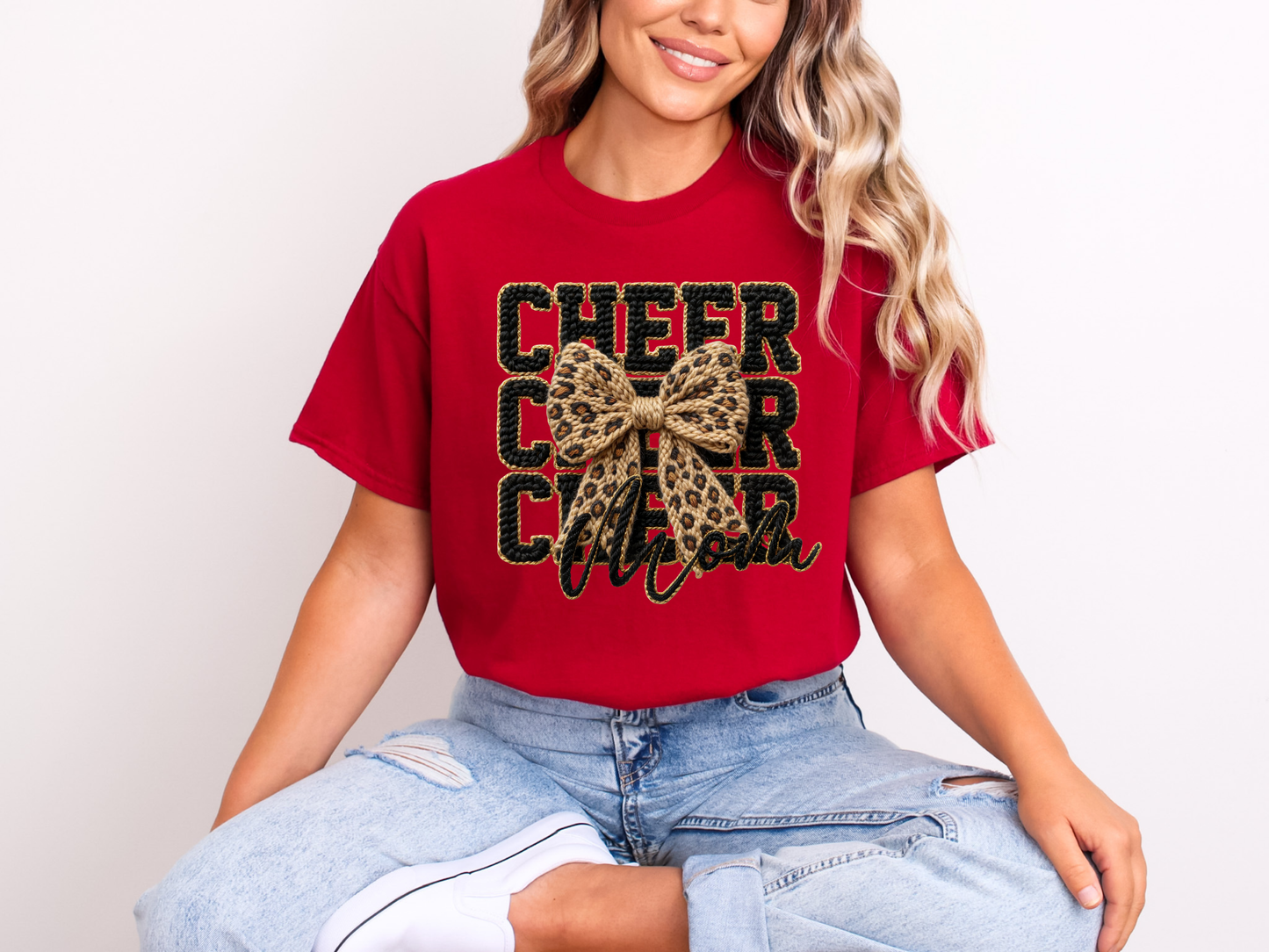 Cheer Cheer Cheer Mama | Leopard Bow DTF Transfer | Ready to Press