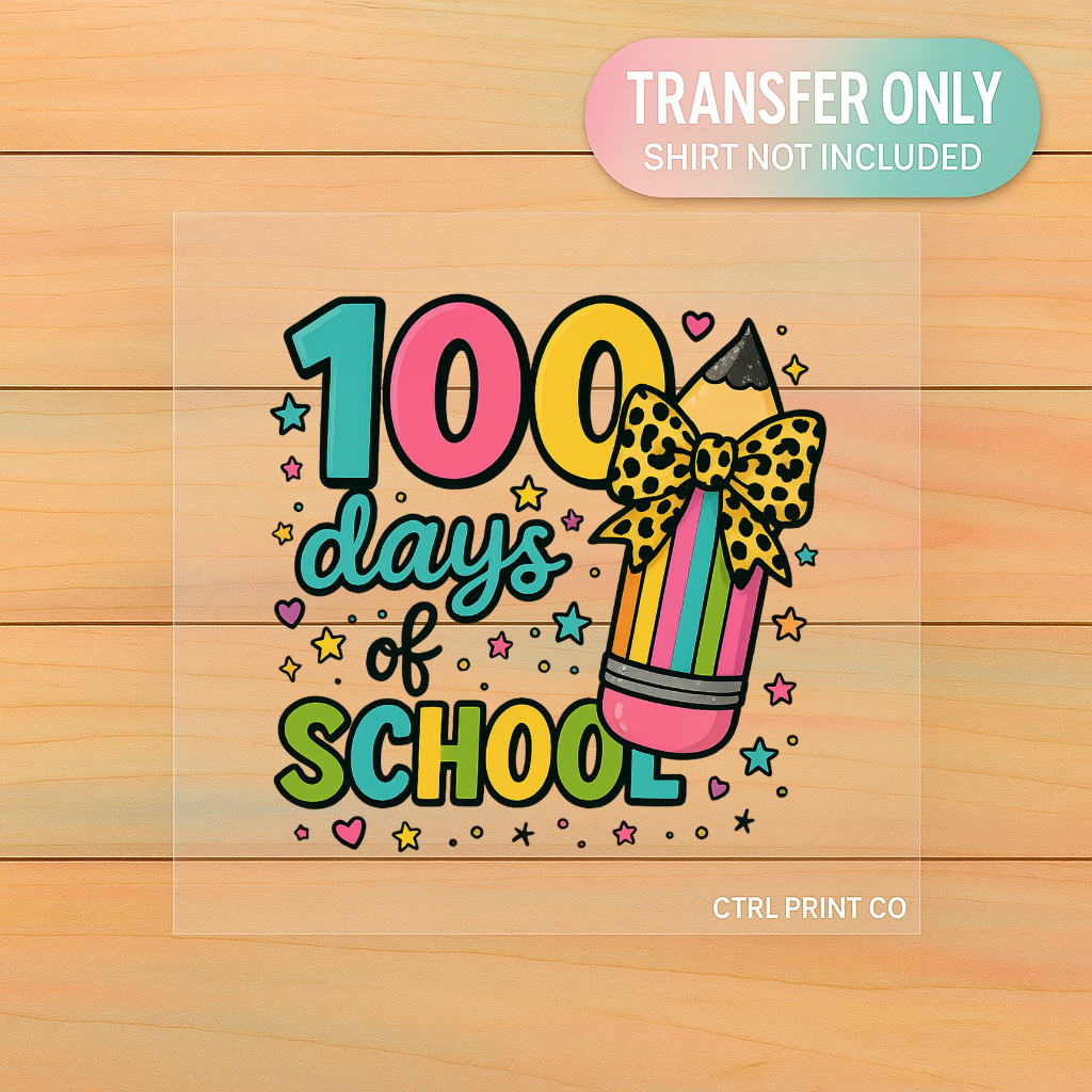 100 Days of School Bow | Adult DTF Transfer | Ready to Press