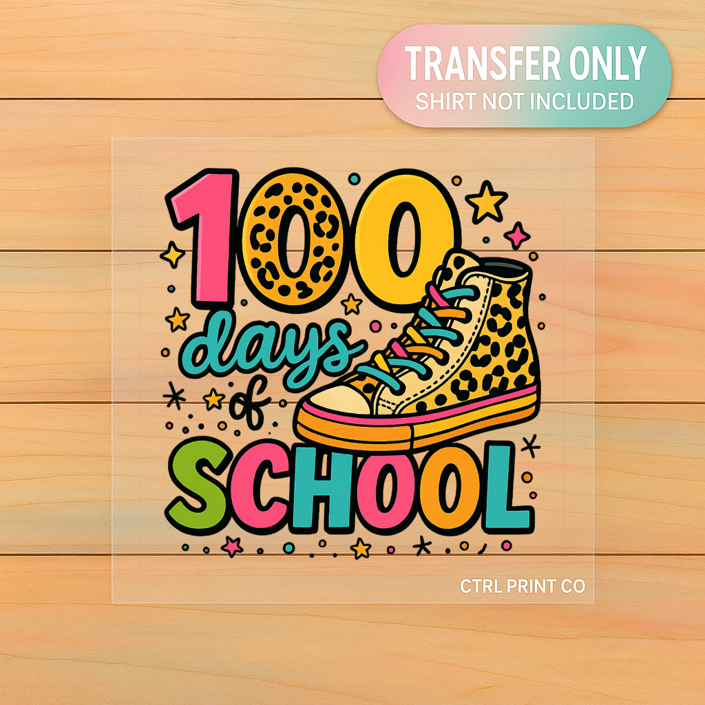 100 Days of School Sneaker | DTF Transfer | Ready to Press