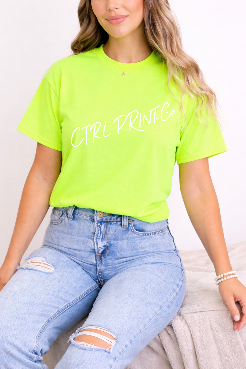 Electric Lime | Neon Green Blank T-Shirt Mockup | PNG | DTF Ready
