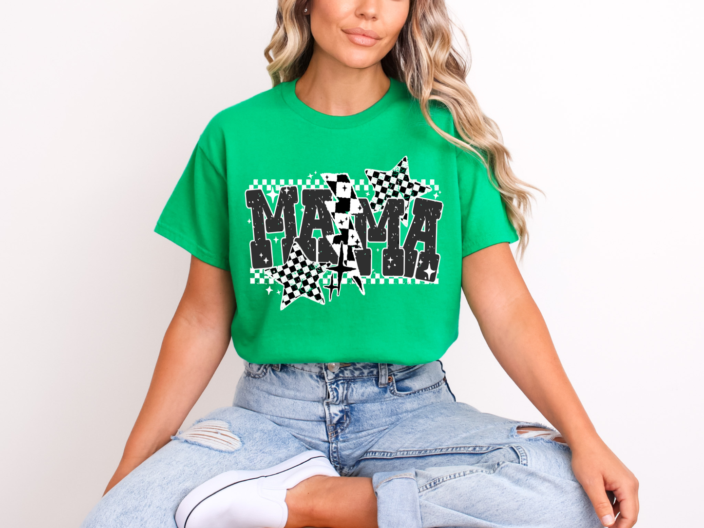 Checkered Stars Mama | Adult DTF Transfer | Ready to Press