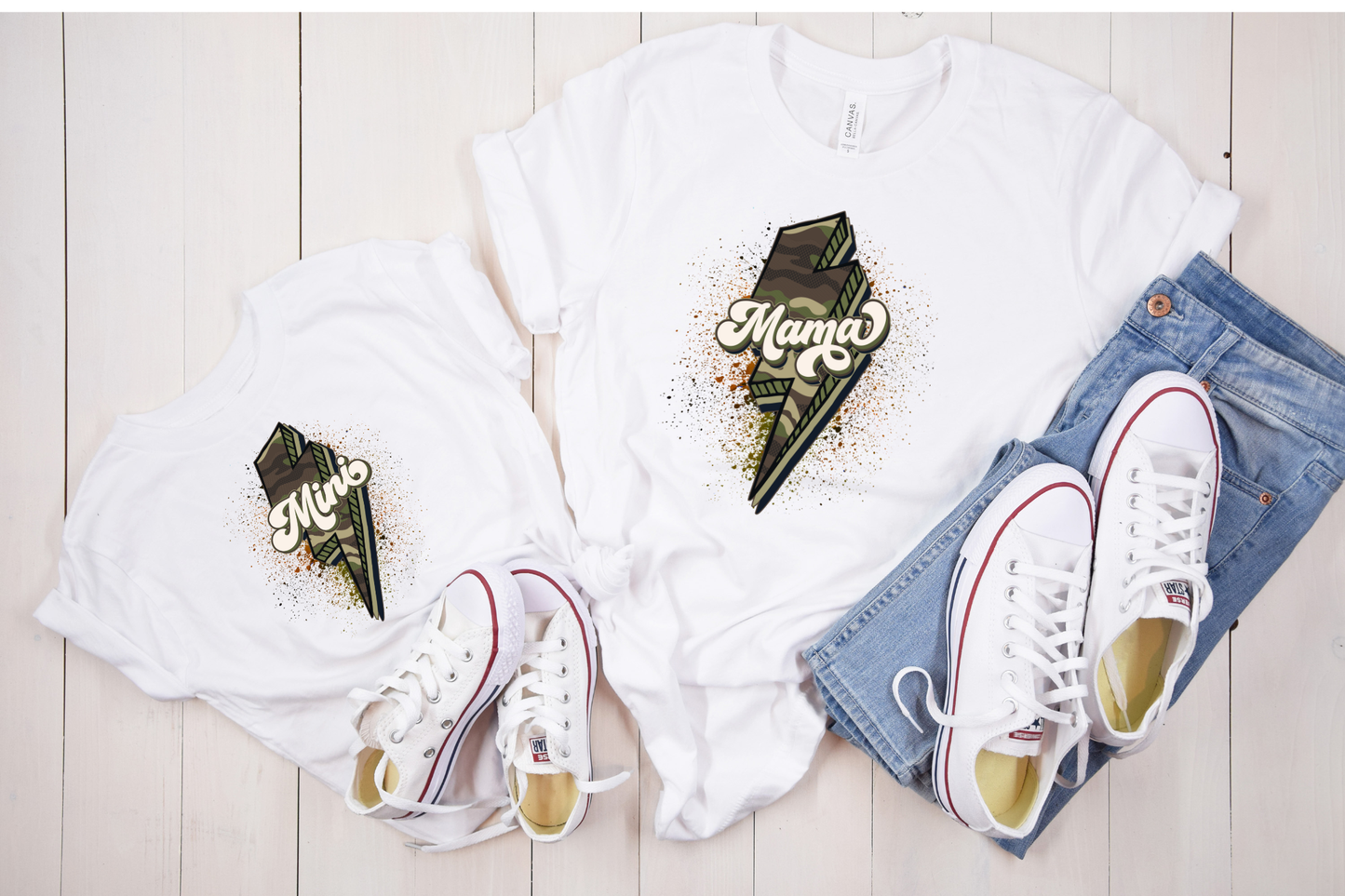 Camo Lightning Mama & Mini Set | DTF Transfer | Ready to Press