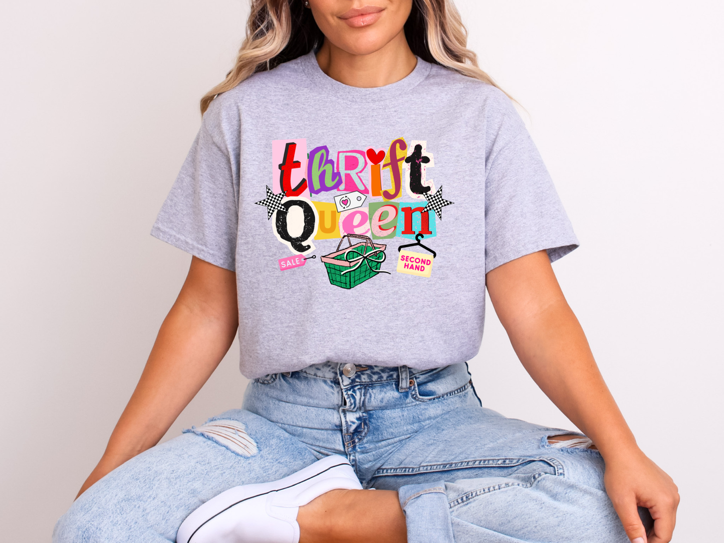 Thrift Queen Collage Graphic | Adult DTF Transfer | Ready to Press