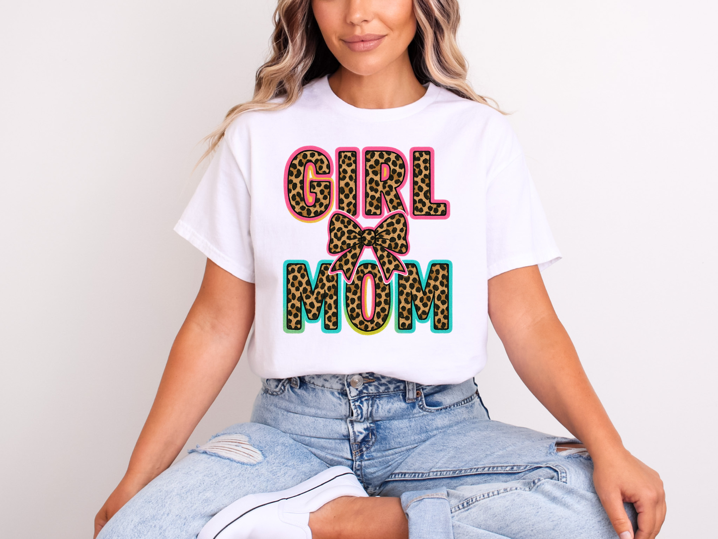 Leopard Bow Girl Mom | Adult DTF Transfer | Ready to Press