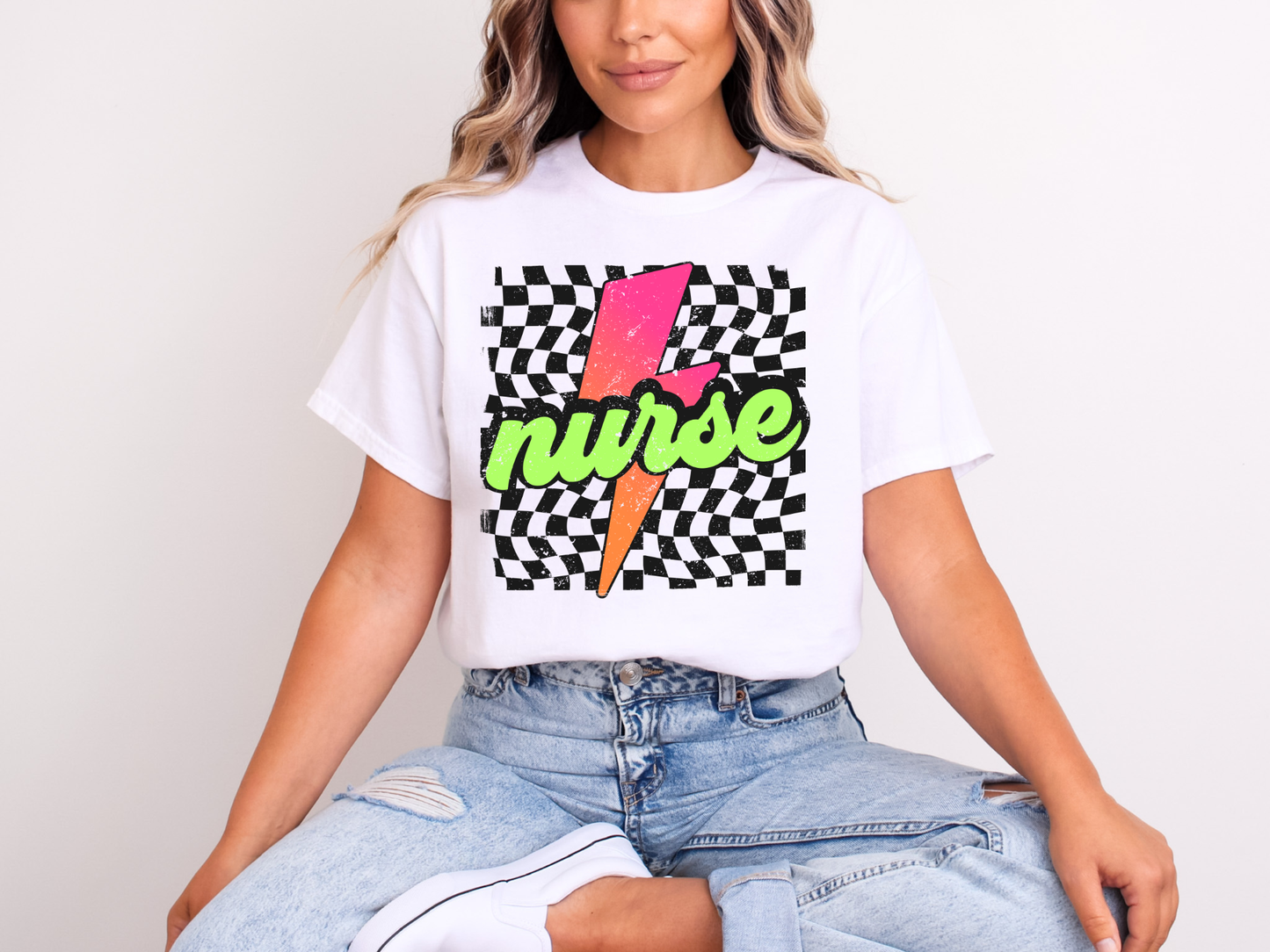 Neon Lightning Nurse | Adult DTF Transfer | Ready to Press