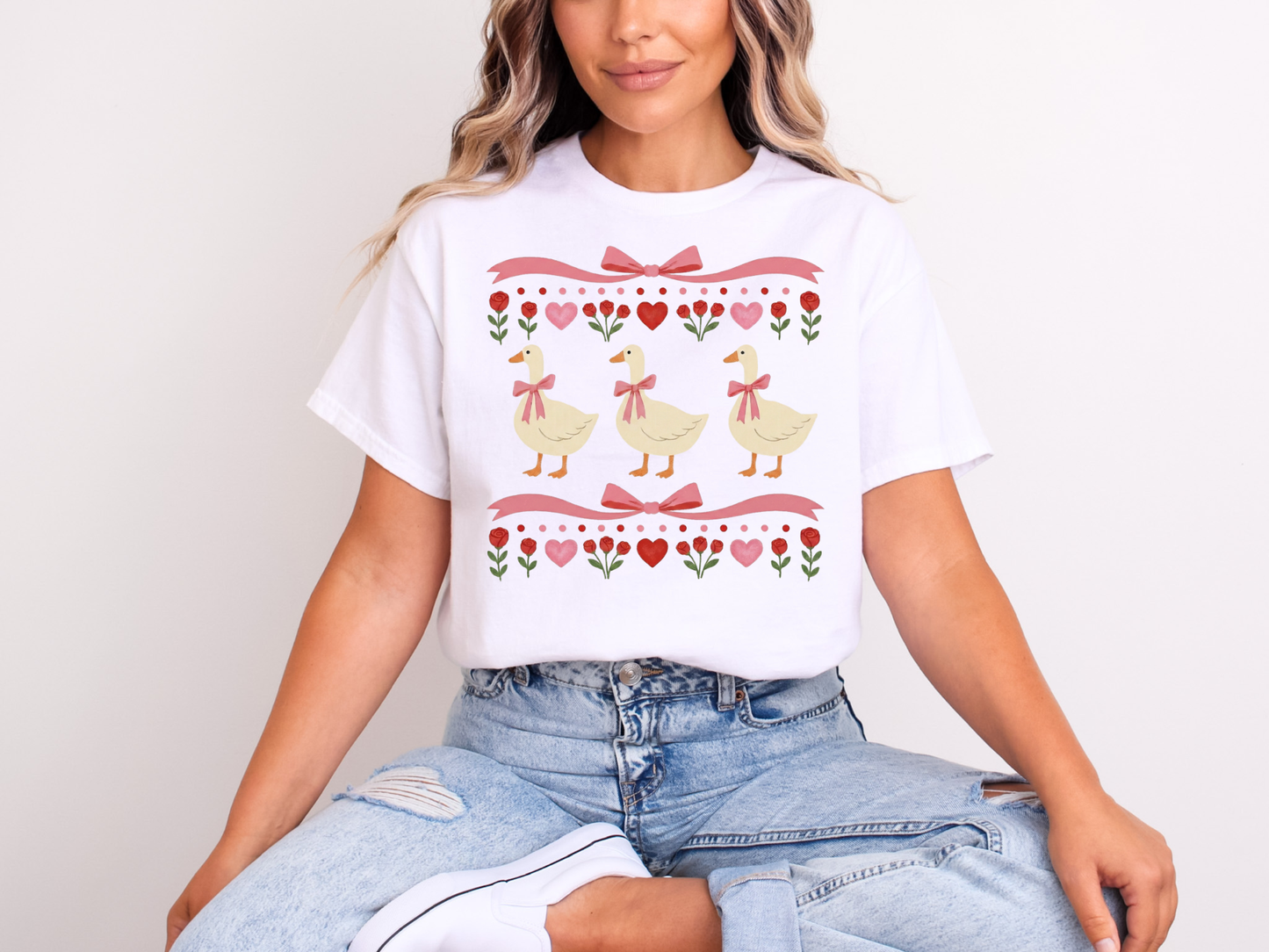 Sweetheart Goose Trio | Adult DTF Transfer | Ready to Press