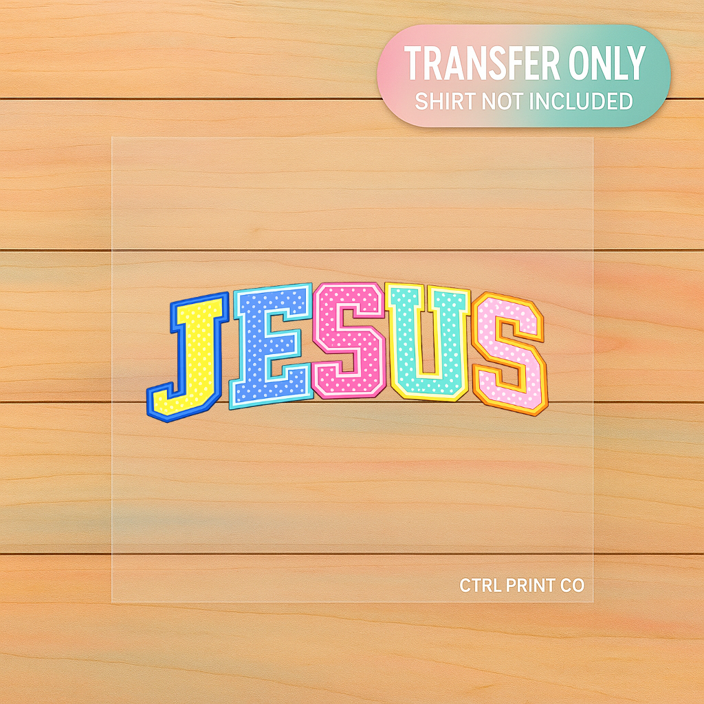 Color Pop Polka Dot Jesus | Adult DTF Transfer | Ready to Press
