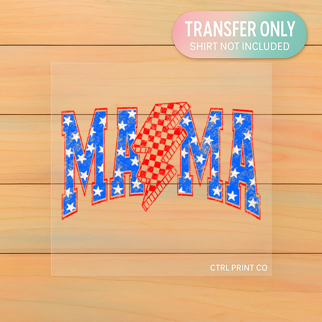 Patriotic Lightning Mama | Adult DTF Transfer | Ready to Press