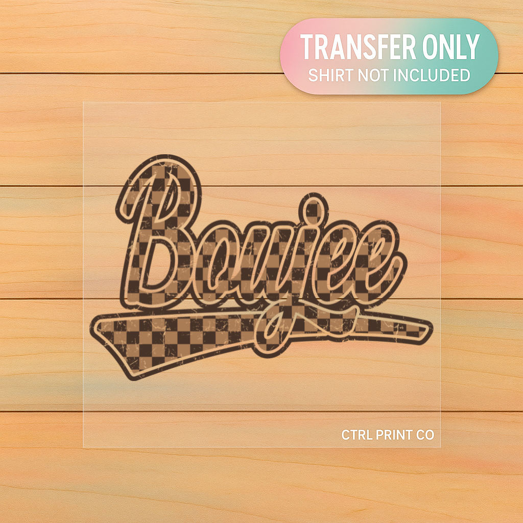 Boujee Checkered Script | Adult DTF Transfer | Ready to Press
