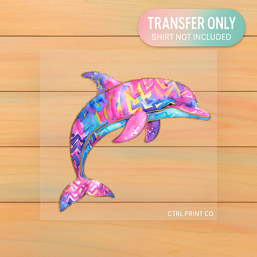 Neon Coastal Dolphin | Adult DTF Transfer | Ready to Press