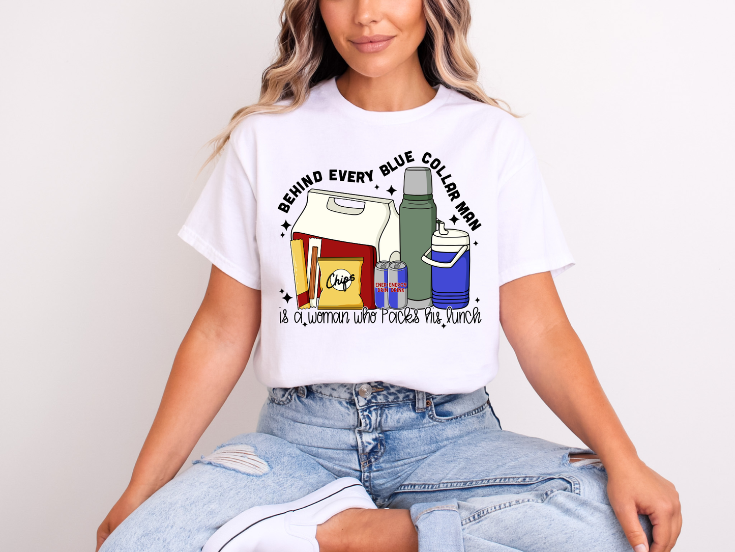 Behind Every Blue Collar Man | Adult DTF Transfer | Ready to Press