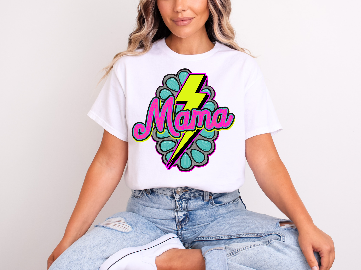 Neon Mama Lightning | Adult DTF Transfer | Ready to Press