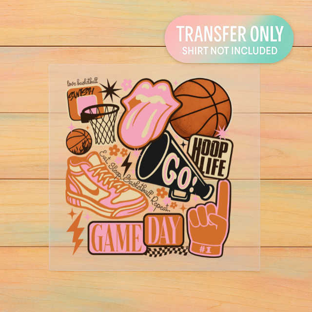 Game Day Basketball Collage | Adult DTF Transfer | Ready to Press