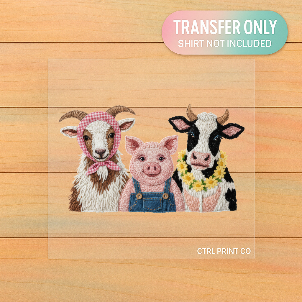Farm Friends Trio | Adult DTF Transfer | Ready to Press