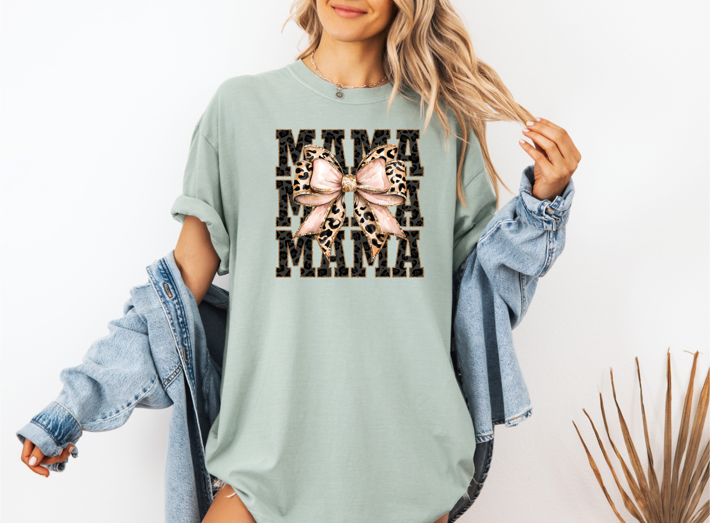 Leopard Bow MAMA DTF Transfer |Animal Print