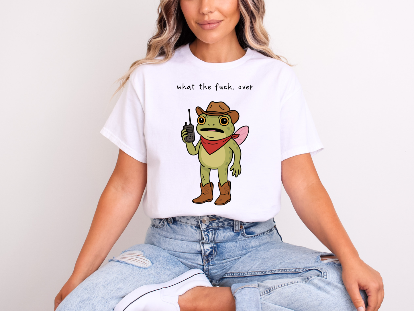 What the F* Over Cowboy Frog | Adult DTF Transfer | Ready to Press