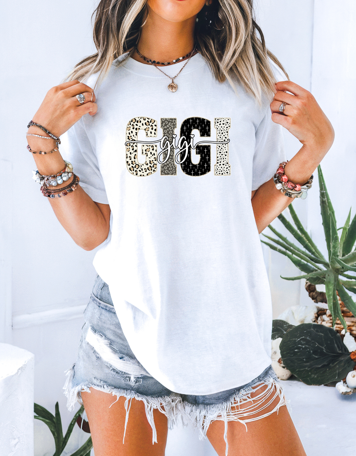 Gigi DTF Transfer | Neutral Animal Print Gigi Shirt Design | Trendy DTF Print