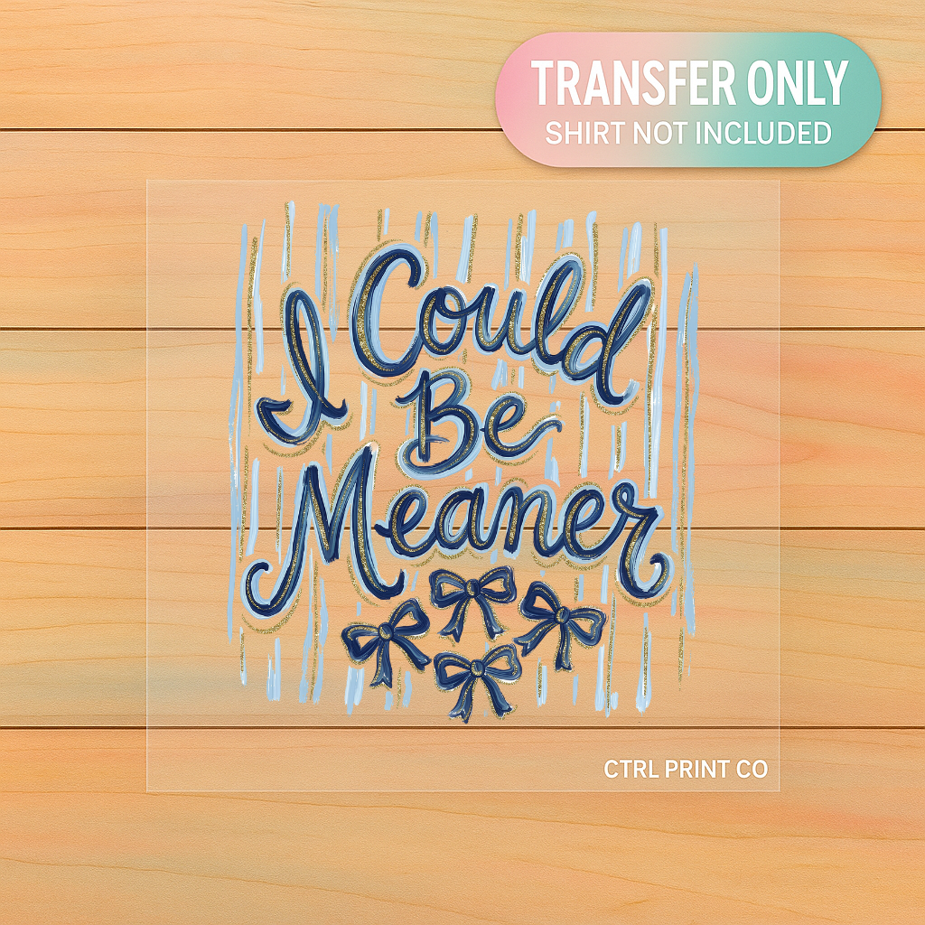 I Could Be Meaner | Adult DTF Transfer | Ready to Press