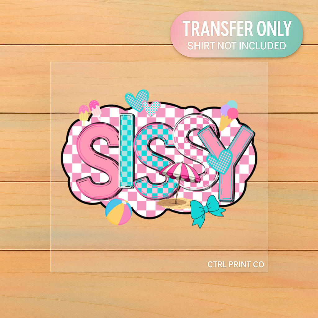 Sissy Summer Checkered Vibes | Youth DTF Transfer | Ready to Press | 6.5–7.5 inch
