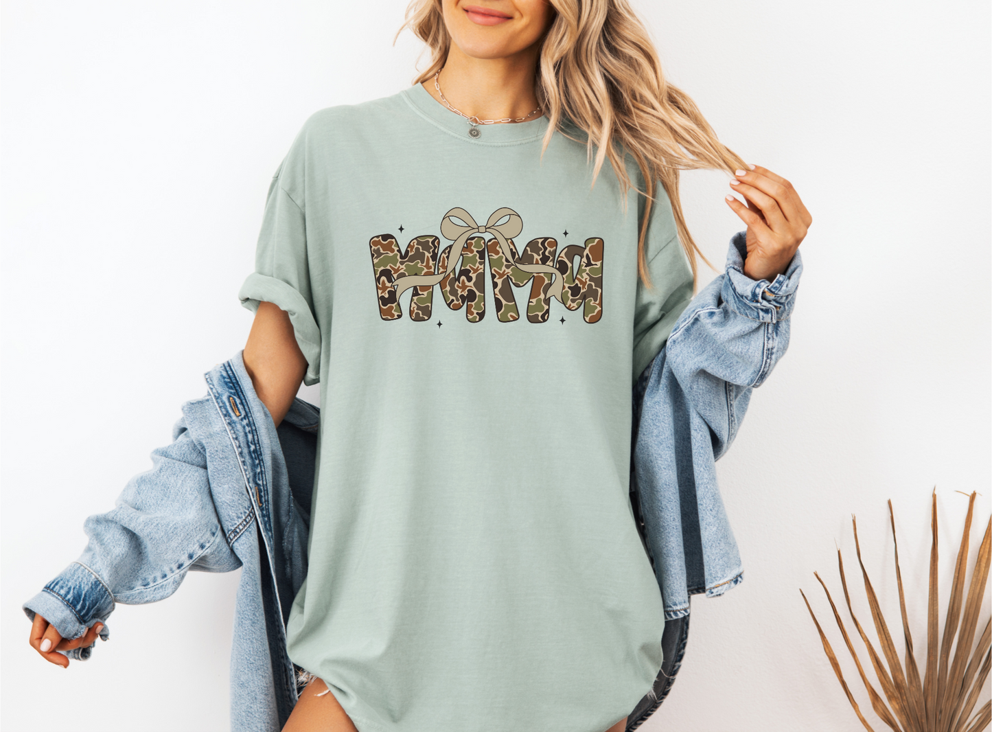 Camo Ducks Mama Bow β Adult DTF Transfer | Ready to Press Heat Transfer