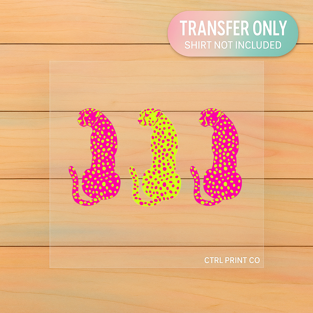 Neon Cheetah Trio | Adult DTF Transfer | Ready to Press
