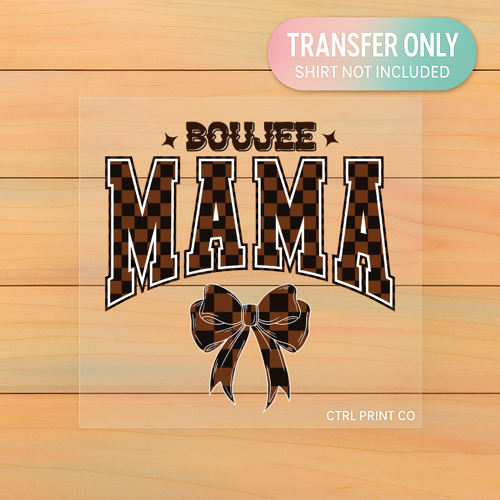 Boujee Mama Checkered Bow | Adult DTF Transfer | Ready to Press