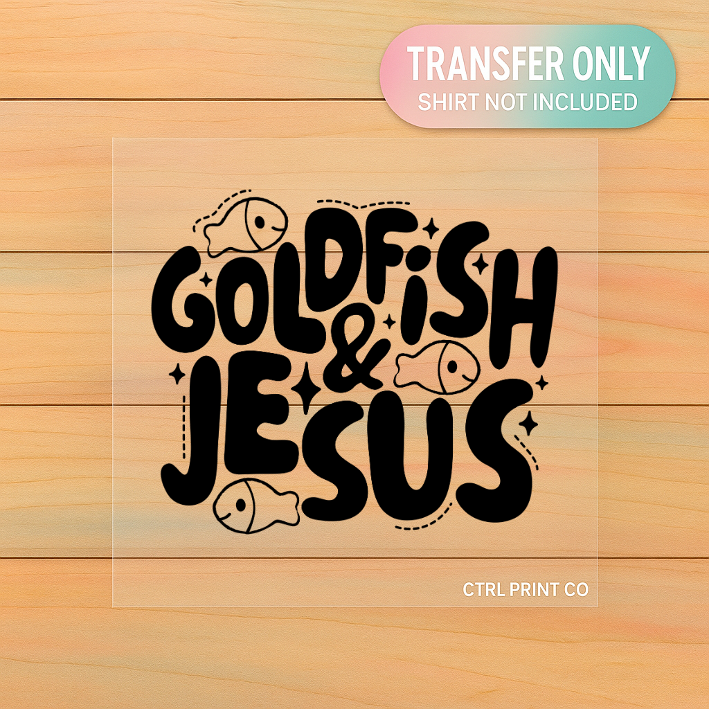 Goldfish and Jesus Faith | Youth DTF Transfer | Ready to Press | 7.5 inch