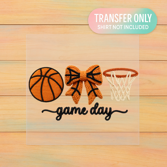 Game Day Knit Basketball | DTF Transfer | Ready to Press