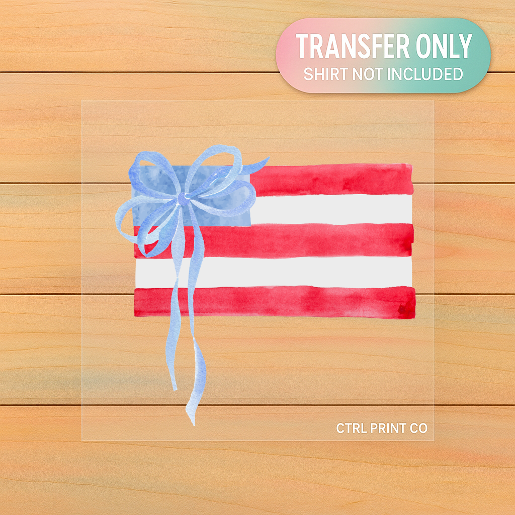 USA Watercolor Bow Flag | Adult DTF Transfer | Ready to Press
