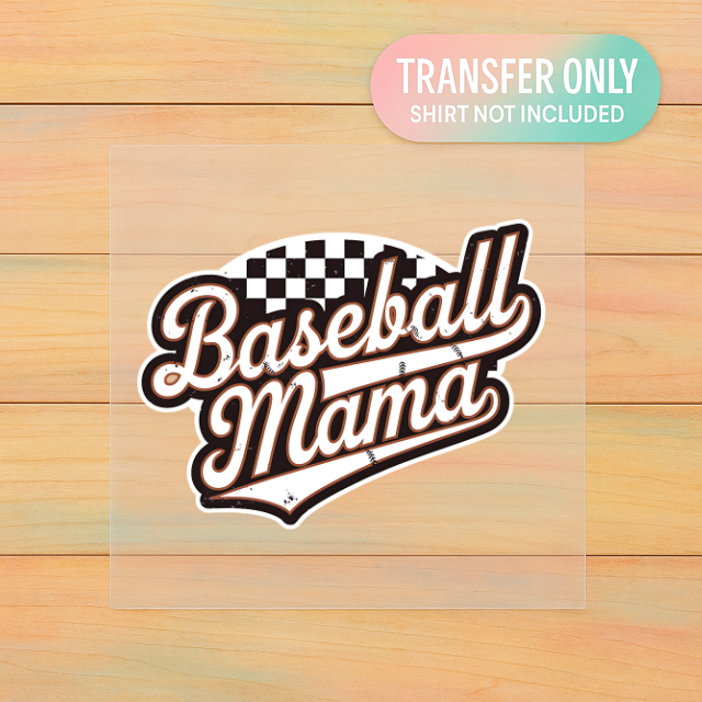Baseball Mama Checkered Script | DTF Transfer | Ready to Press