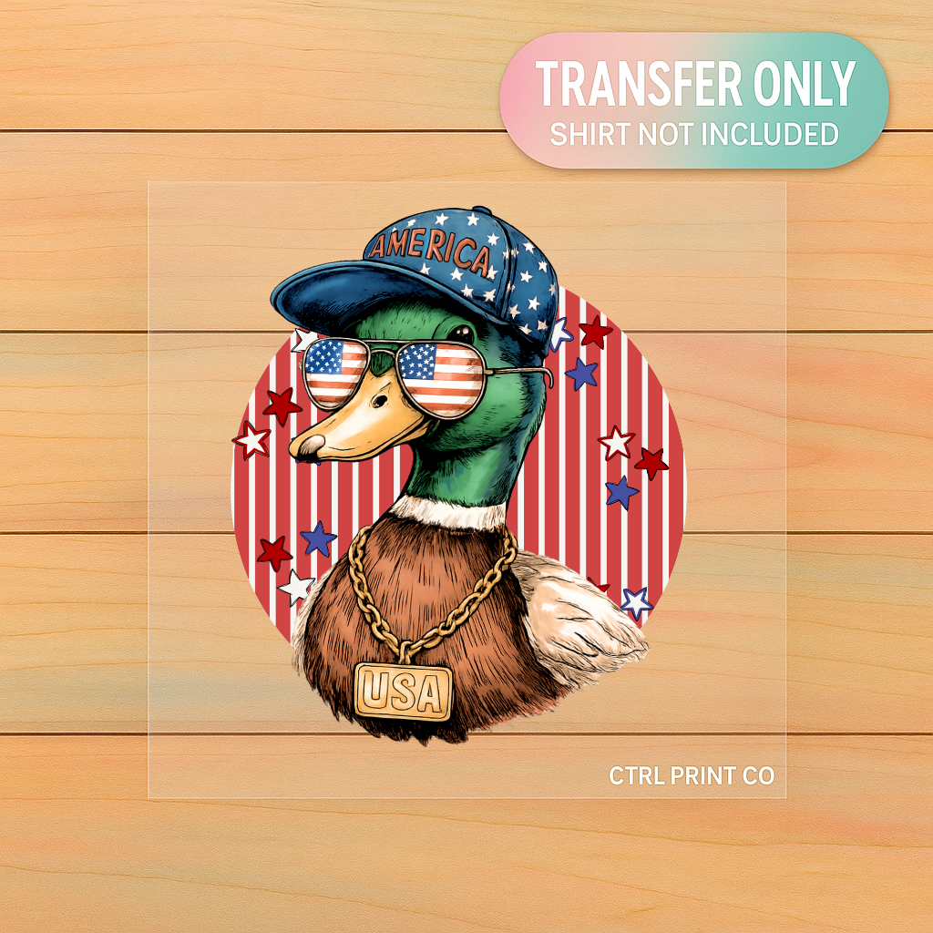 All American Duck Retro USA | Youth DTF Transfer | Ready to Press | 7.5 inch
