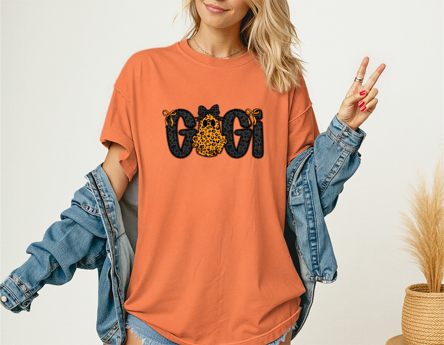 Spooky Gigi DTF Transfer – Halloween Leopard Print Grandma Shirt Design (Adult Size)