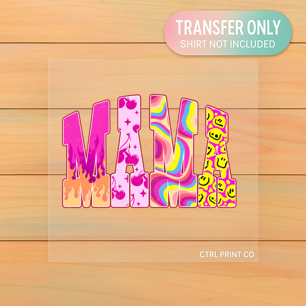 Retro Pop Pattern Mama | Adult DTF Transfer | Ready to Press