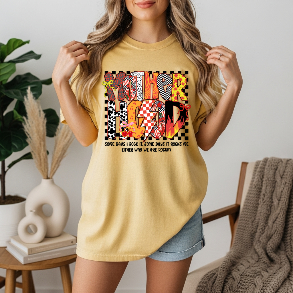 Rockin’ Motherhood DTF Transfer – Adult Size Graphic | Ready to Press Heat Transfer