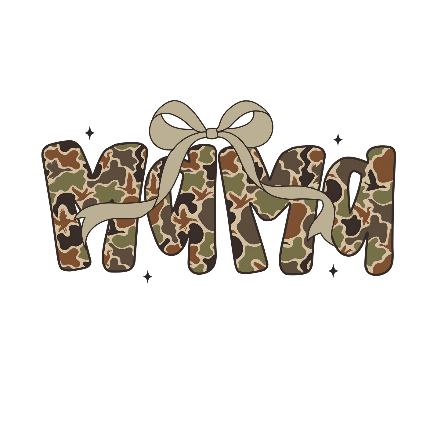 RTS CAMO DUCKS MAMA BOW DTF DIRECT TO FILM TRANSFER ADULT A11