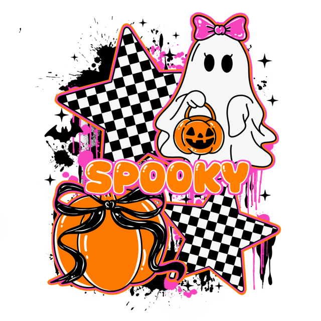 RTS FUNKY CHECKERED SPOOKY DTF DIRECT TO FILM TRANSFER KIDS A14