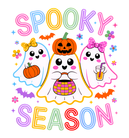 RTS SPOOKY SEASON NEON GHOSTS DTF DIRECT TO FILM TRANSFER KIDS A15